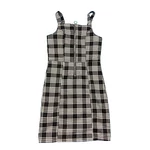 Fekete-fehér kockás zipes ruha (152)