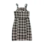 Fekete-fehér kockás zipes ruha (152)