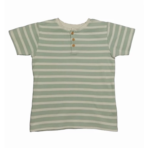 Zöld csíkos gombos póló (128)