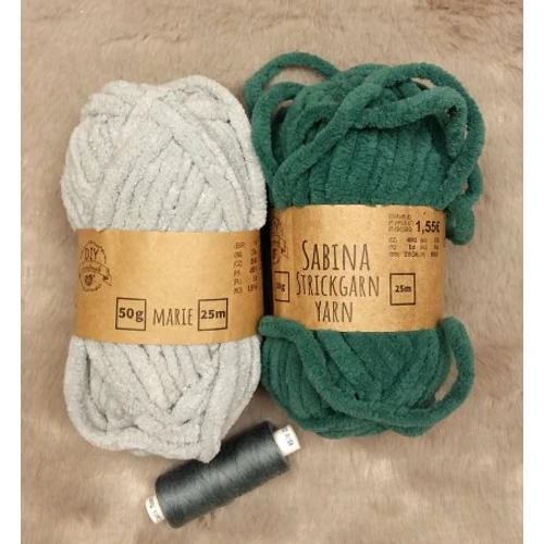 Szürke-Zöld zsenília fonal (100gr)