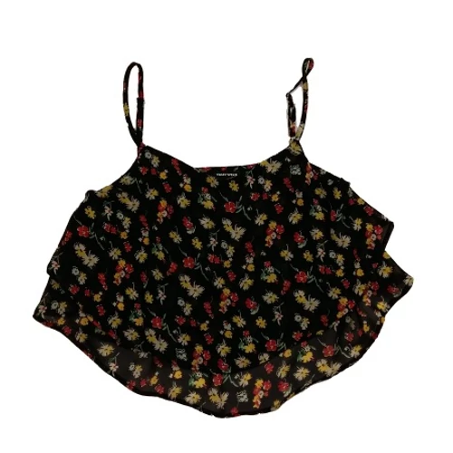 Színes virágos fekete top (XS)