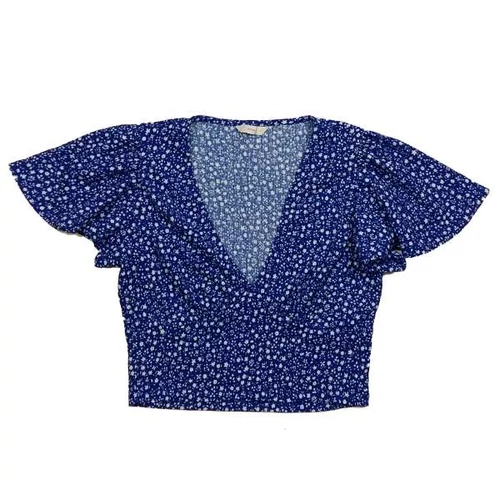 Kék-fehér virágos top (L)
