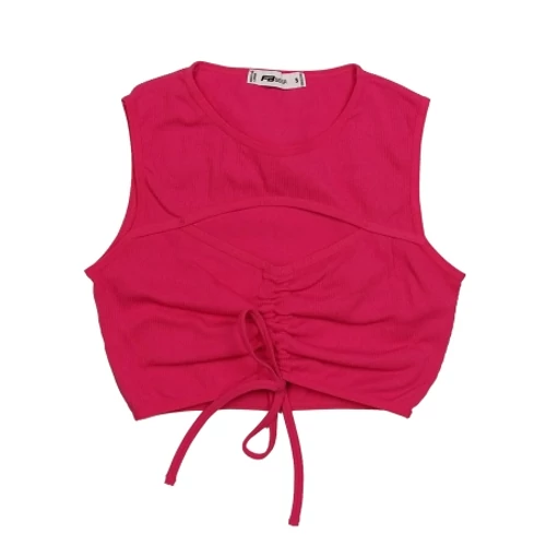 Pink bordás top (S)