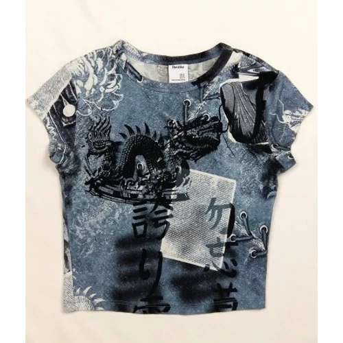Farmerkék mintás top (XS)