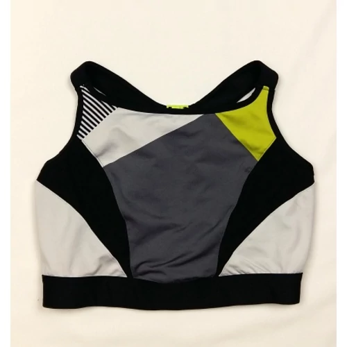 Fekete-fehér-sárga sporttop (85G)