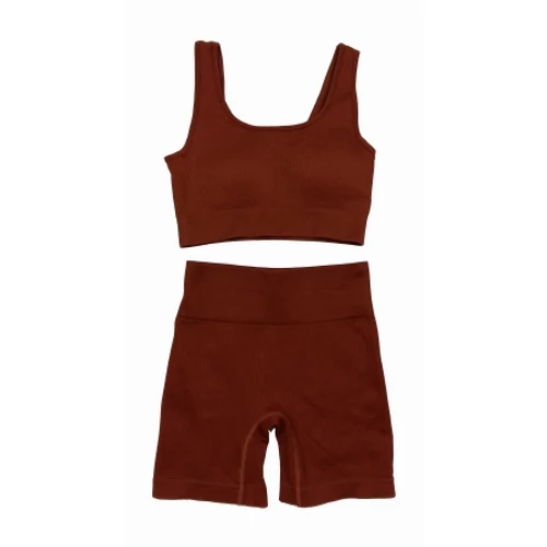 Barna alakformáló sporttop és short (S)