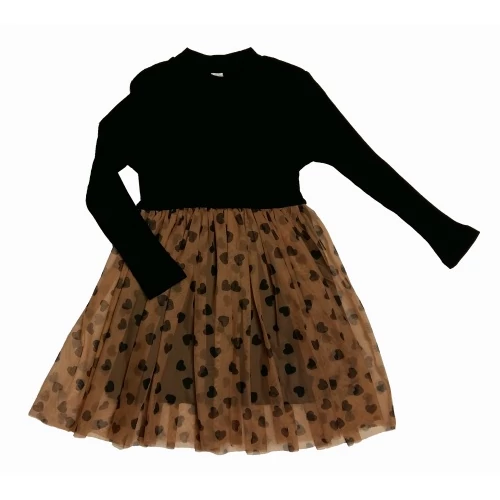 Fekete-barna pöttyös ruha (128)