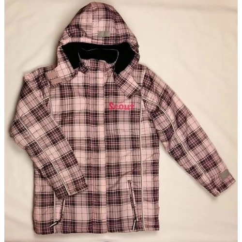 Rózsaszín kockás télikabát (158)