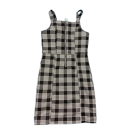 Fekete-fehér kockás zipes ruha (152)