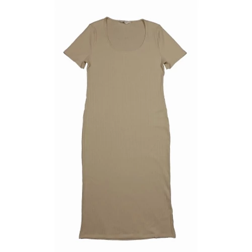 Bézs bordás ruha (S)