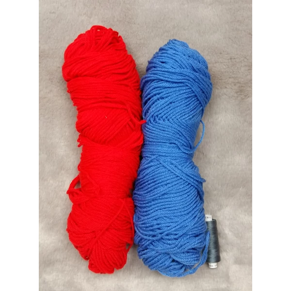 Piros, kék akriol fonal (195gr)