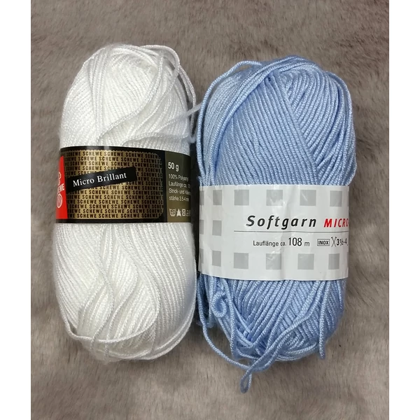 Kék-fehér akril fonal (100gr)