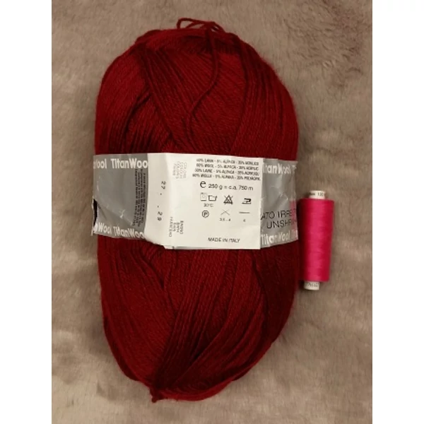 Big Ball bordó gyapjú-alpaka-akril fonal (230gr)