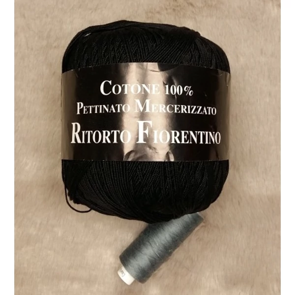 Fekete mercerizált pamut fonal (100gr)