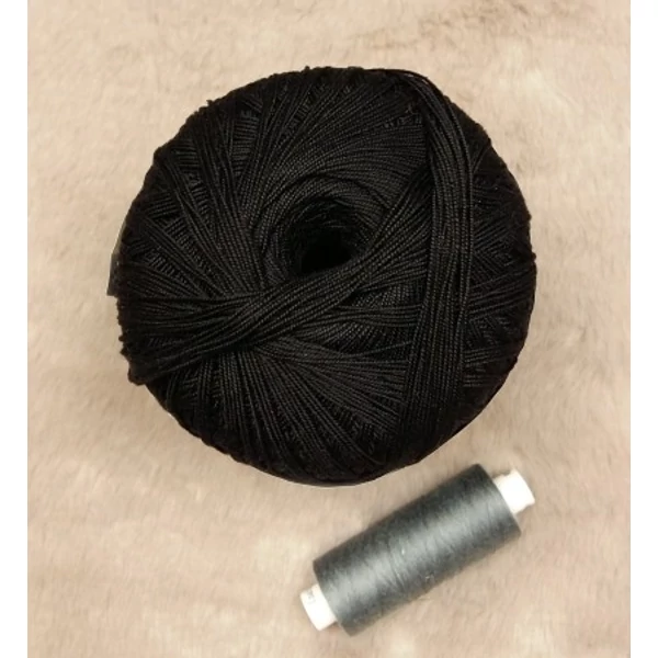 Fekete mercerizált pamut fonal (100gr)