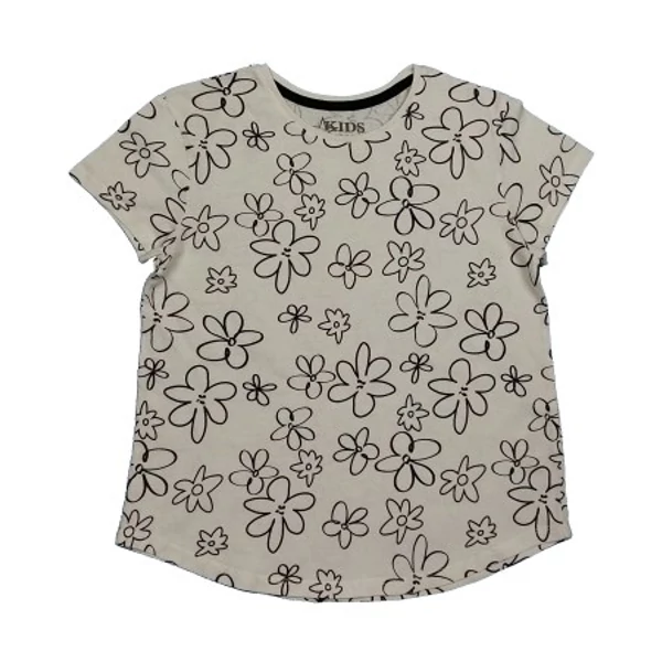 fekete-fehér virágos póló (140)