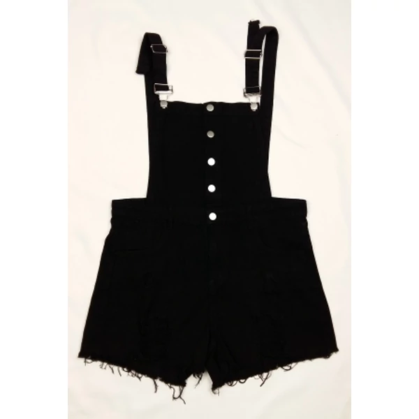 Fekete kantáros farmershort (M)