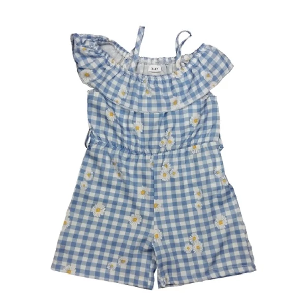 Kék kockás margarétás overálshort (104)