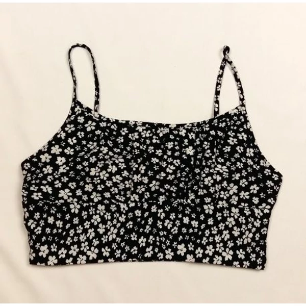 Fekete-fehér virágos top (L)