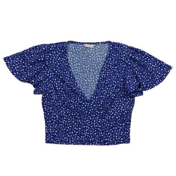 Kék-fehér virágos top (L)