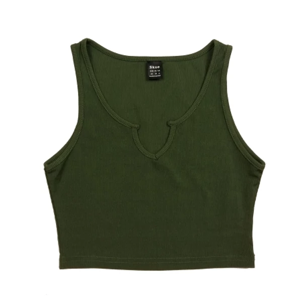 Zöld bordás top (XS)