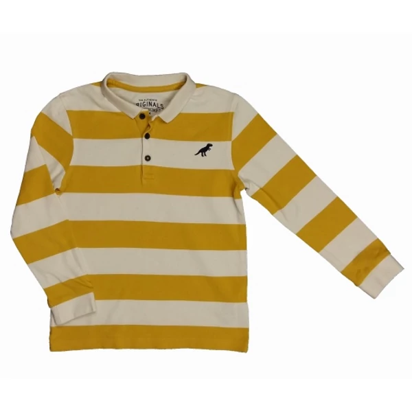Sárga-fehér csíkos galléros póló (122)