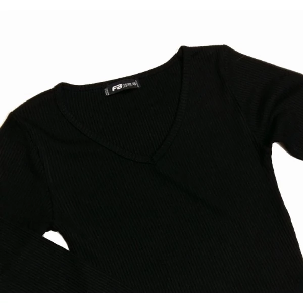 Fekete bordás felső (XS)