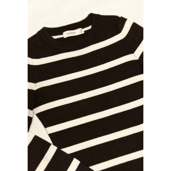 Barna-fehér csíkos felső (XS)