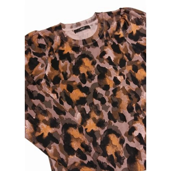 Barna okker mintás kötött felső (M)