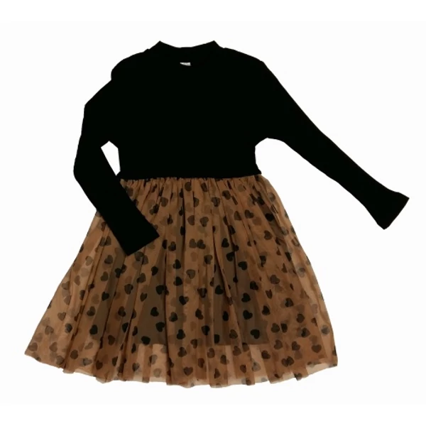 Fekete-barna pöttyös ruha (128)