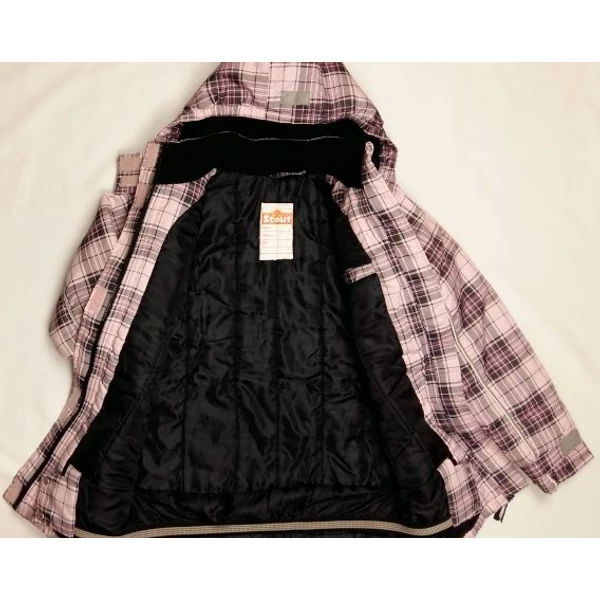 Rózsaszín kockás télikabát (158)