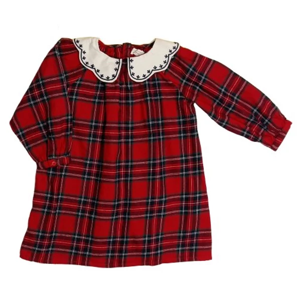 Piros kockás galléros ruha (98)