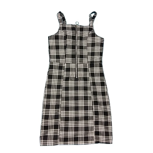 Fekete-fehér kockás zipes ruha (152)