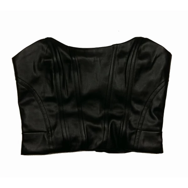 Bershka műbőr top (S)