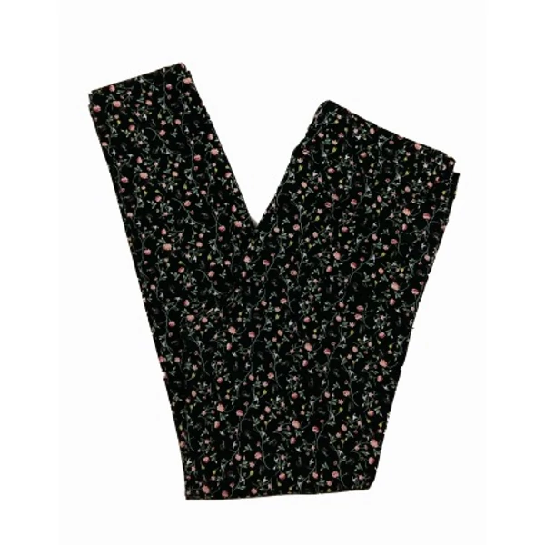 Fekete virágos elasztikus nadrág (40)